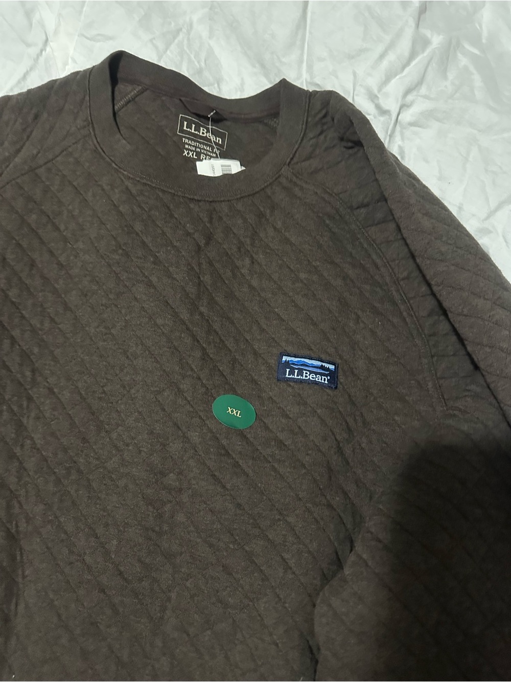 L.L.Bean Quilted Crewneck Sweatshirt in Brown